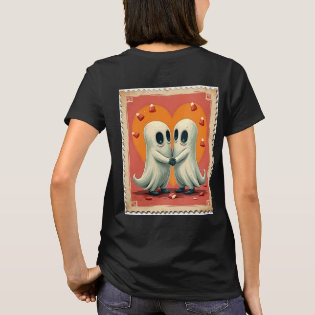 Spooky Sweethearst Briefmarke Halloween T-Shirt (Rückseite)