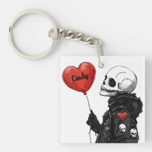 Spooky Sweetheart - Anpassbarer Schädel mit Ballon Schlüsselanhänger