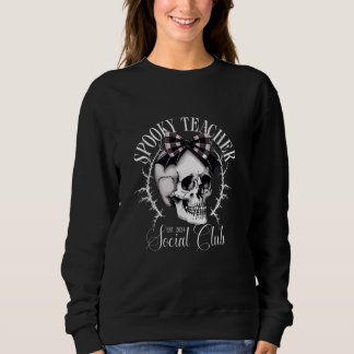 Spooky Teacher Social Club Skull Coquette Bow Nied Sweatshirt