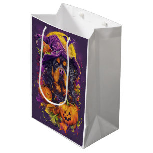 Spooky Tibetan Mastiff Dog Halloween Hexenkürbis Mittlere Geschenktüte