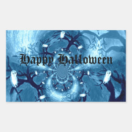 Spooky Tree Owls Custom Rechteckiger Aufkleber
