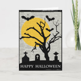 Spooky Tree und Grabstein Halloween Karte