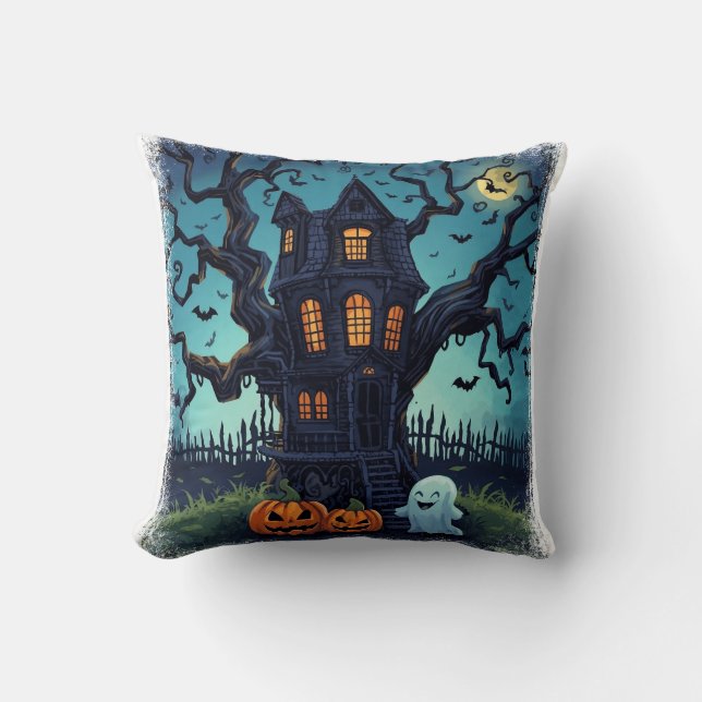 Spooky Treehouse Kids Halloween Kissen (Vorderseite)