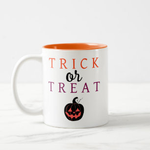 Spooky Trick oder Jack-o'-Laterne Halloween behand Zweifarbige Tasse