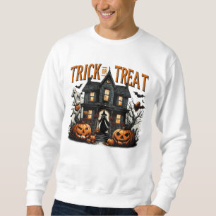 Spooky Trick oder Leckerbissen in einem Spuk Haus Sweatshirt
