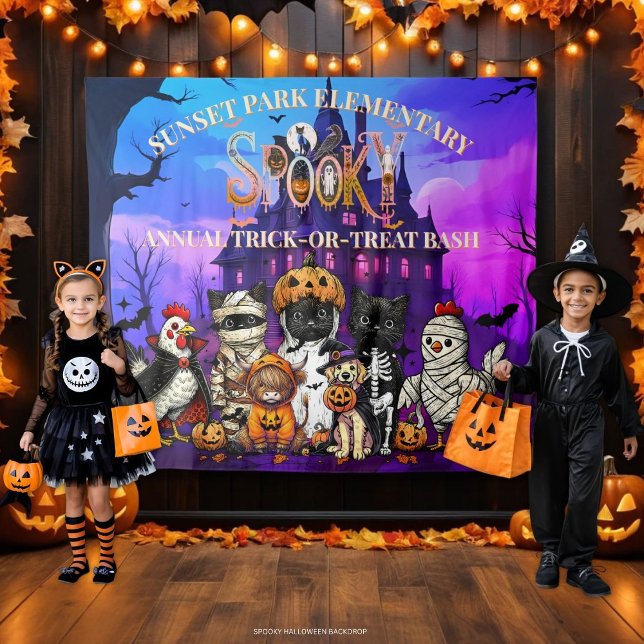 Spooky Trick-oder-Leckerei Halloween Tapestry Hint Wandteppich (Von Creator hochgeladen)