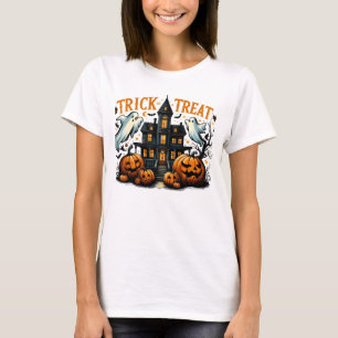Spooky Trick oder Leckerei in einem alten Haus T-Shirt