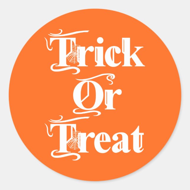 Spooky Trick oder Treat Cobweb Lettern Runder Aufkleber (Vorderseite)