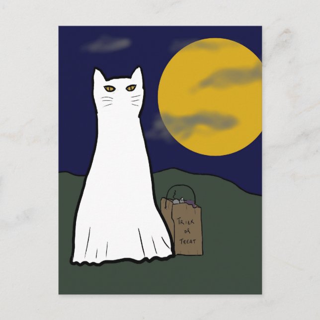Spooky Trick oder Treten Kitty Postcard Postkarte (Vorderseite)