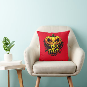 Spooky "Trick or Treat" Pumpkin Halloween Art Kissen