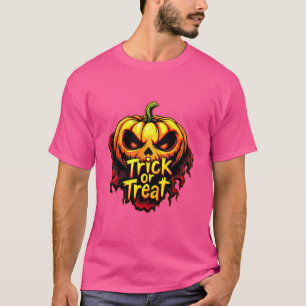 Spooky "Trick or Treat" Pumpkin Halloween Art T-Shirt