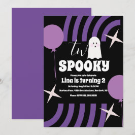Spooky Two Groovy Halloween Ghost Party Black Einladung