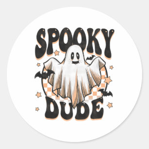 Spooky Typ Groovy Ghost Halloween Kostüm Kinder Bo Runder Aufkleber
