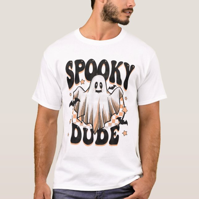 Spooky Typ Groovy Ghost Halloween Kostüm Kinder Bo T-Shirt (Vorderseite)