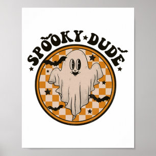 Spooky Typ Niedlich Ghost Kleinkind Retro Boys Hal Poster