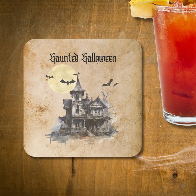 Spooky und Beängstigendes Halloween-Party im Spuk  Rechteckiger Pappuntersetzer (Von Creator hochgeladen)