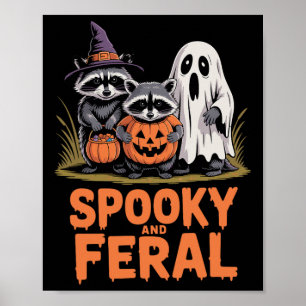 Spooky und Feral Halloween Ghost Raccoon Opossum Poster