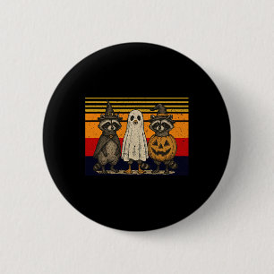 Spooky und Feral Halloween Niedlicher Geist-Raccoo Button