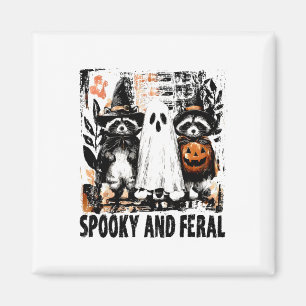 Spooky und Feral Halloween Niedlicher Geist-Raccoo Magnet