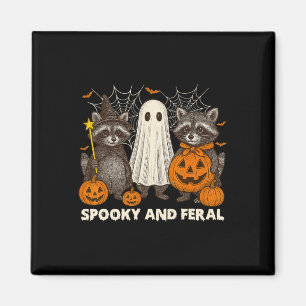 Spooky und Feral Halloween Niedlicher Geist-Raccoo Magnet