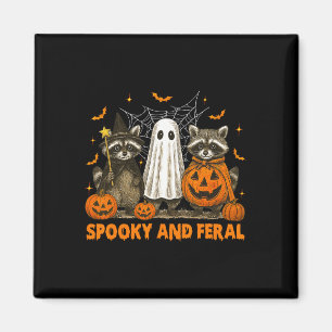 Spooky und Feral Halloween Niedlicher Geist-Raccoo Magnet