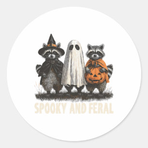 Spooky und Feral Halloween Niedlicher Geist-Raccoo Runder Aufkleber