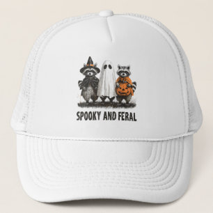 Spooky und Feral Halloween Niedlicher Geisterracco Truckerkappe