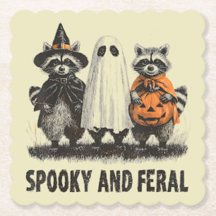 Spooky und Feral Halloween Niedlicher Geisterracco Untersetzer