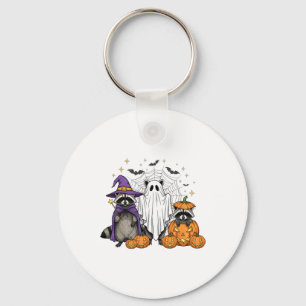 Spooky und Feral Halloween Raccoon Geist Hexe Tri Schlüsselanhänger