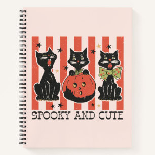 Spooky und Niedlich - Schwarze Katze und Kürbis Notizbuch