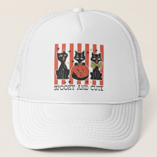 Spooky und Niedlich - Schwarze Katze und Kürbis Truckerkappe