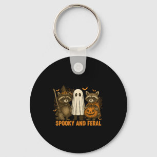 Spooky und Wild Niedlich Ghost Racoon Halloween Co Schlüsselanhänger