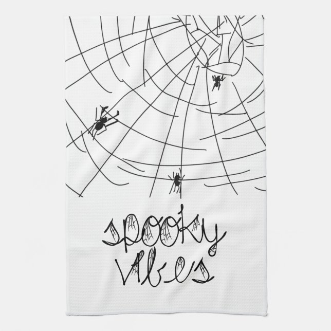 Spooky Vibes Abstrakt Spiders Geschirrtuch (Vertikal)