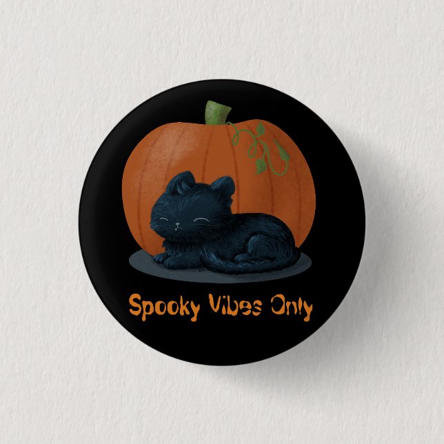 Spooky Vibes Cat Halloween Button (Vorderseite)