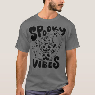 Spooky Vibes Ghost Beängstigend Pumpkin Face Funny T-Shirt