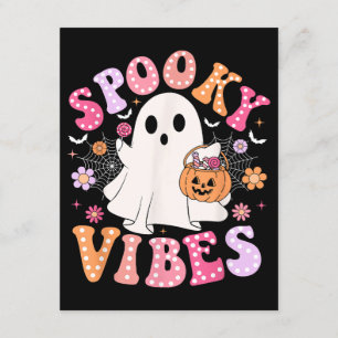 Spooky Vibes Ghost Retro Groovy Halloween Begleitkarte