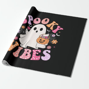 Spooky Vibes Ghost Retro Groovy Halloween Geschenkpapier