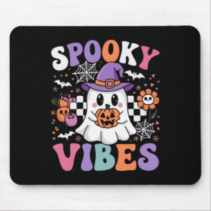 Spooky Vibes Ghost Retro Groovy Halloween Kids Gir Mousepad