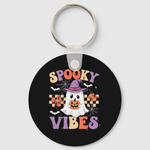 Spooky Vibes Ghost Retro Groovy Halloween Kids Gir Schlüsselanhänger