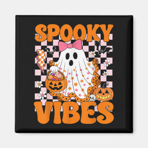 Spooky Vibes Ghost Retro Groovy Halloween Women Gi Magnet