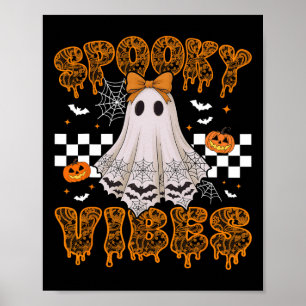 Spooky Vibes Ghost Retro Groovy Halloween Women Gi Poster