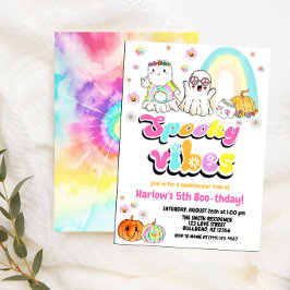Spooky Vibes Groovy Ghost Halloween Geburtstag Einladung