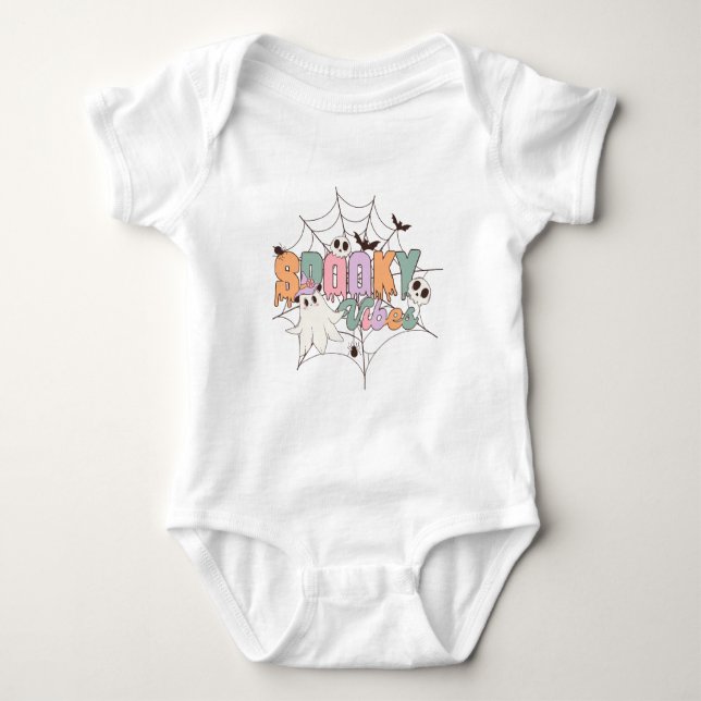Spooky Vibes Halloween Baby Strampler (Vorderseite)