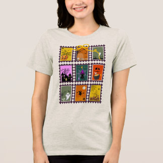 Spooky Vibes Halloween - Ghosts & Iconic Character Tri-Blend Shirt