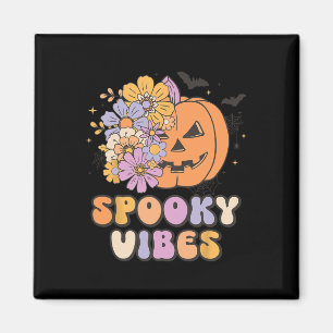 Spooky Vibes Halloween Pumpkin Costume Retro Groov Magnet