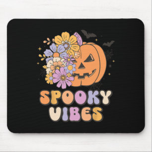 Spooky Vibes Halloween Pumpkin Costume Retro Groov Mousepad