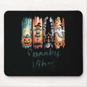 Spooky Vibes Halloween Pumpkin Ghost Bat Spuk H Mousepad