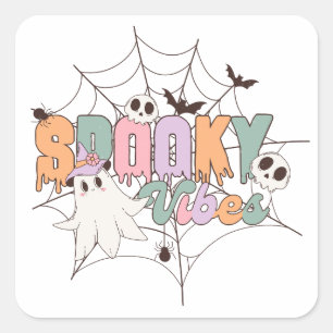 Spooky Vibes Halloween Quadratischer Aufkleber
