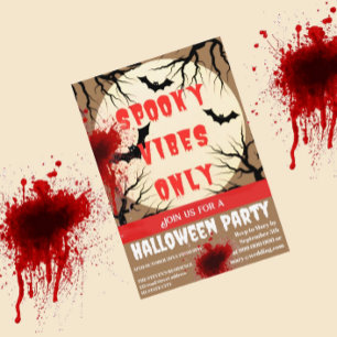 Spooky Vibes nur Halloween-Bat und Blut-Spritzer Einladung