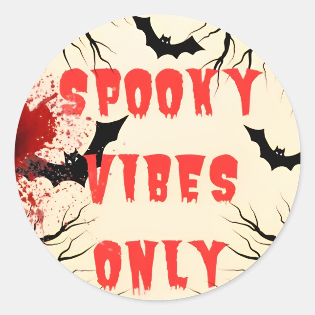 Spooky Vibes nur Halloween-Bat und Blut-Spritzer Runder Aufkleber (Vorderseite)